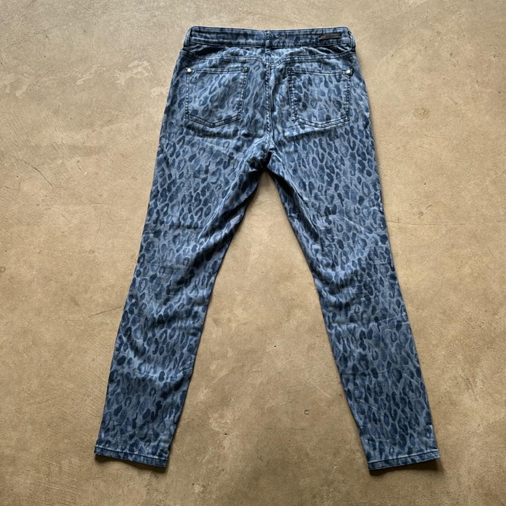 Pilcro Anthropologie Blue Leopard/cheetah Print Jeans (28) Mid Rise Skinny - Picture 4 of 16